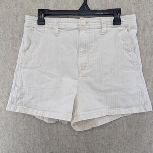 Madewell Ivory Camp Shorts Women's Herringbone Pockets, Size Large